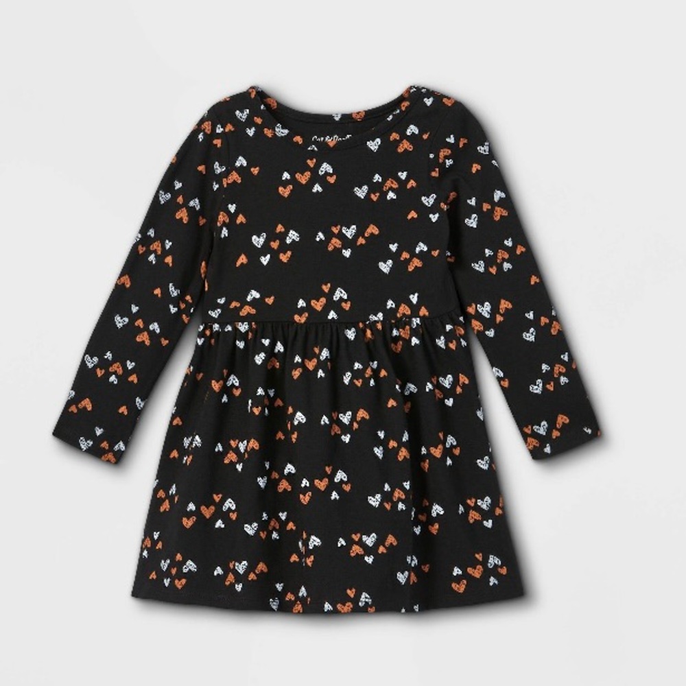 Cat & Jack Black Hearts Long-sleeve Toddler girl dress